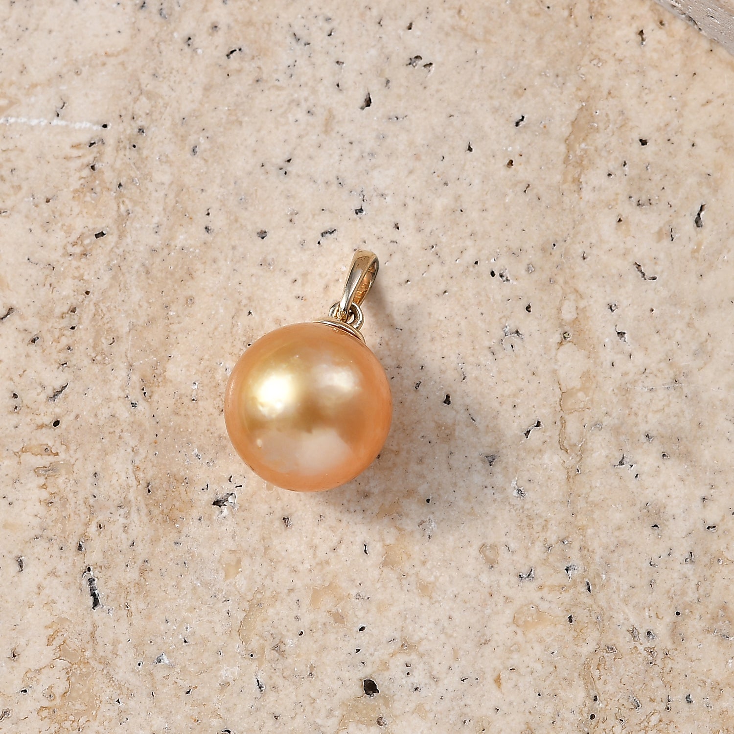 9K Yellow Gold AAAA Golden South Sea Pearl (10-12mm) Ball Drop Pendant V32512555 3
