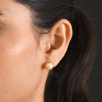 Royal Bali Collection - 9K Yellow Gold AAAA Golden South Sea Pearl (10-12mm) Earring with Push Post_8591116_1
