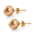 Royal Bali Collection - 9K Yellow Gold AAAA Golden South Sea Pearl (10-12mm) Earring with Push Post_8591116_3