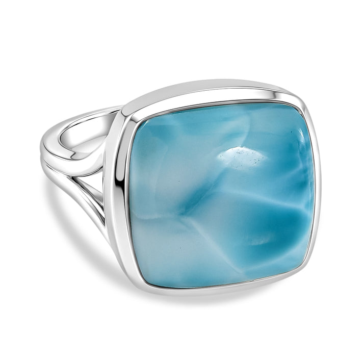 D'Joy - Natural Larimar Solitaire Ring in Rhodium Overlay Sterling Silver 13.60 Ct. 8591174 1