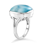 D'Joy - Natural Larimar Solitaire Ring in Rhodium Overlay Sterling Silver 13.60 Ct._8591174_3