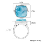 D'Joy - Natural Larimar Solitaire Ring in Rhodium Overlay Sterling Silver 13.60 Ct._8591174_5