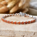 D'Joy - Natural Crimson Fire Opal Tennis Bracelet (Size - 7.5) with GB Lock Box in Rhodium Overlay Sterling Silver 4.37 Ct._8591176_2