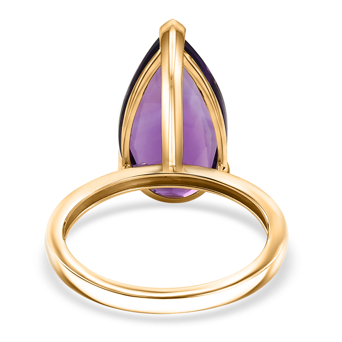 THE ROYAL ORCHID - 9K Yellow Gold AAA Amethyst Pear Cut Solitaire Ring 6.80 Ct. V32574635 5