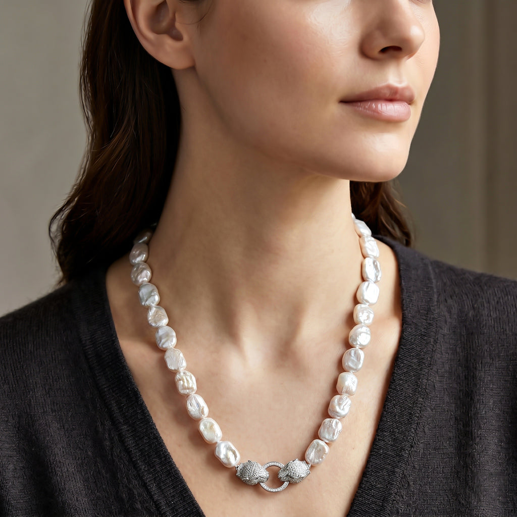 LA Close Out - White Keshi Pearl Necklace with Clasp (Size - 20)_8591197_1