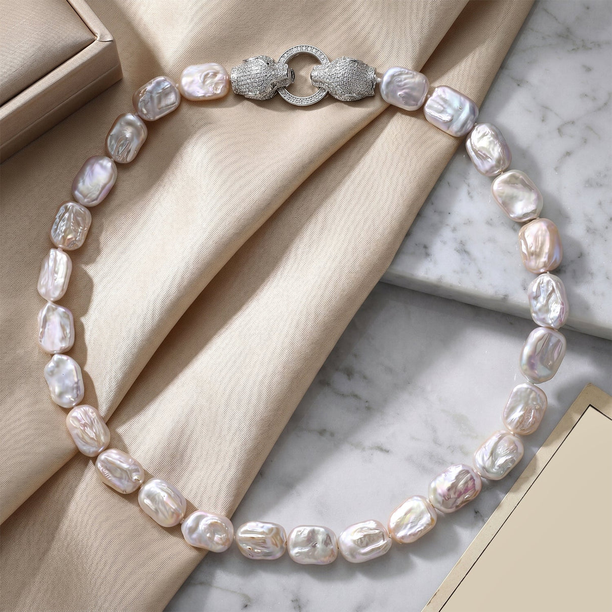 LA Close Out - White Keshi Pearl Necklace with Clasp (Size - 20) V32362213 3