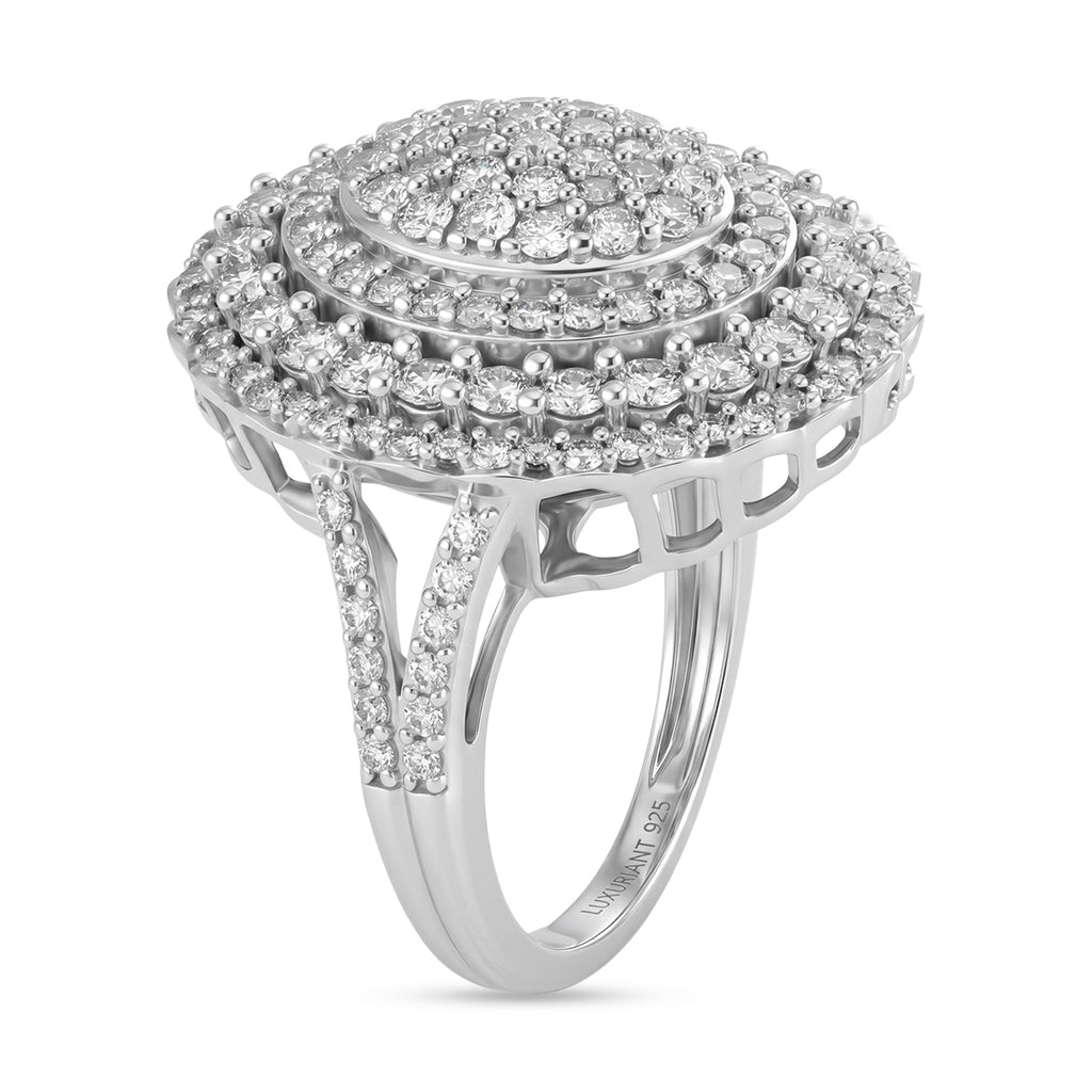 Luxuriant - Lab Grown Diamond (SI/G-H) Cluster Ring in Rhodium Overlay Sterling Silver 2.00 Ct._8591260_3