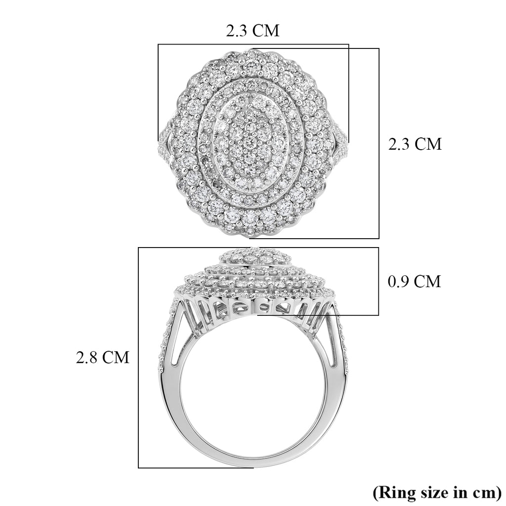 Luxuriant - Lab Grown Diamond (SI/G-H) Cluster Ring in Rhodium Overlay Sterling Silver 2.00 Ct._8591260_5