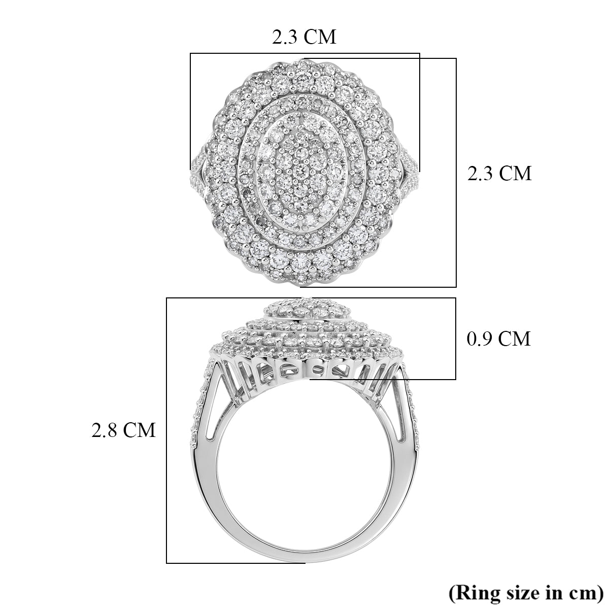 Luxuriant - Lab Grown Diamond (SI-G-H) Cluster Ring in Rhodium Overlay Sterling Silver 2.00 Ct. 8591260 6
