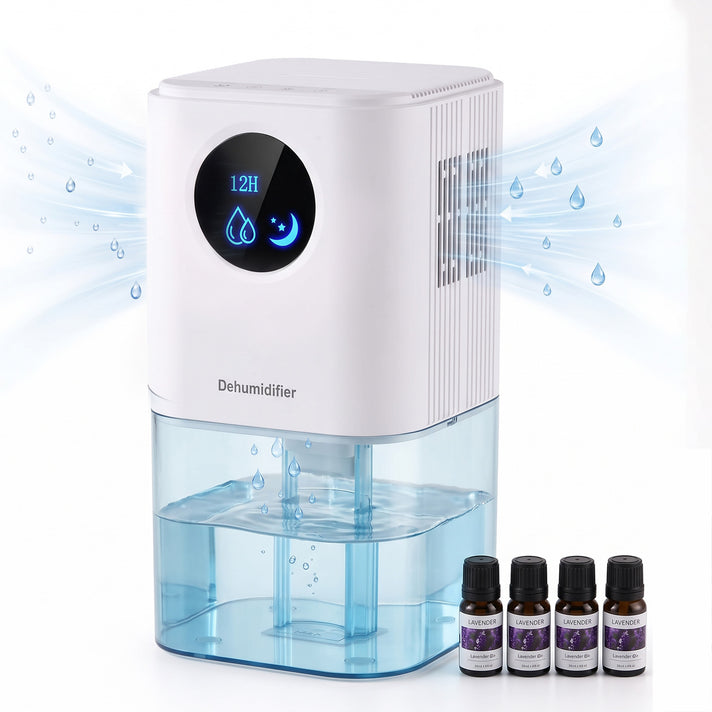1.7 L Portable Air Dehumidifier with 4 Essential Oil Touch Control for Damp &amp; Mould for Home Bedroom Kitchen Wardrobe 8591537 1