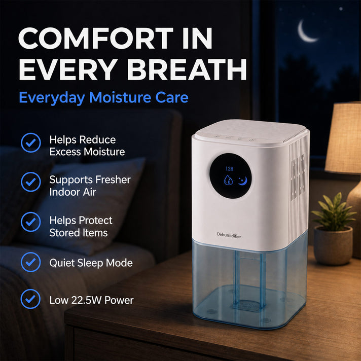 1.7 L Portable Air Dehumidifier with 4 Essential Oil Touch Control for Damp &amp; Mould for Home Bedroom Kitchen Wardrobe 8591537 2