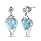 D'Joy - Natural Larimar & Skyblue Topaz Angel Wings Earring with Push Post in Platinum Overlay Sterling Silver 3.00 Ct._8591575