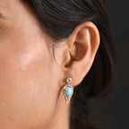 D'Joy - Natural Larimar & Skyblue Topaz Angel Wings Earring with Push Post in Platinum Overlay Sterling Silver 3.00 Ct._8591575_1