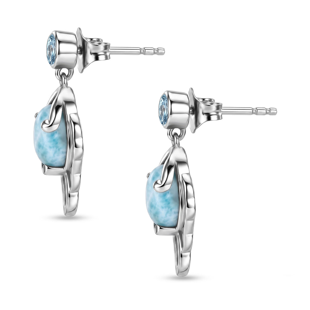 D'Joy - Natural Larimar & Skyblue Topaz Angel Wings Earring with Push Post in Platinum Overlay Sterling Silver 3.00 Ct._8591575_3