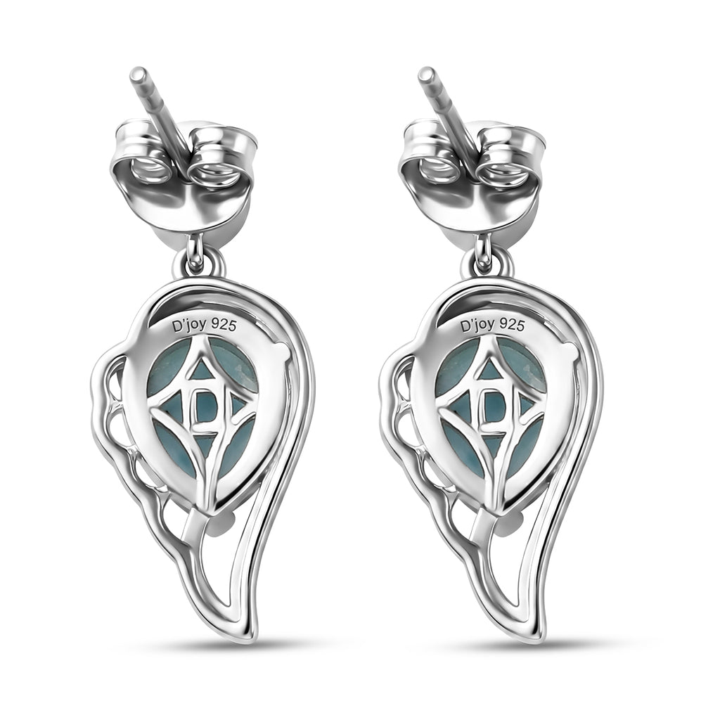 D'Joy - Natural Larimar & Skyblue Topaz Angel Wings Earring with Push Post in Platinum Overlay Sterling Silver 3.00 Ct._8591575_4