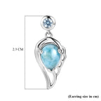D'Joy - Natural Larimar & Skyblue Topaz Angel Wings Earring with Push Post in Platinum Overlay Sterling Silver 3.00 Ct._8591575_5