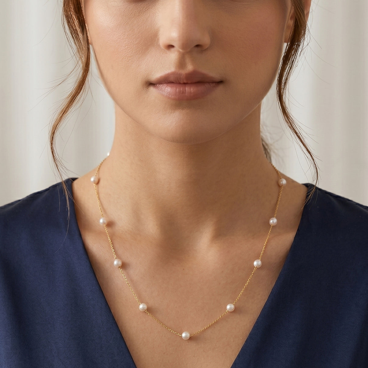 Tucson Buy 2026 - AAA High Lustre Japanese Akoya Pearl Adjustable Necklace (Size - 18+2 Ext) in Yellow Gold Plated Sterling Silver V32516544 2