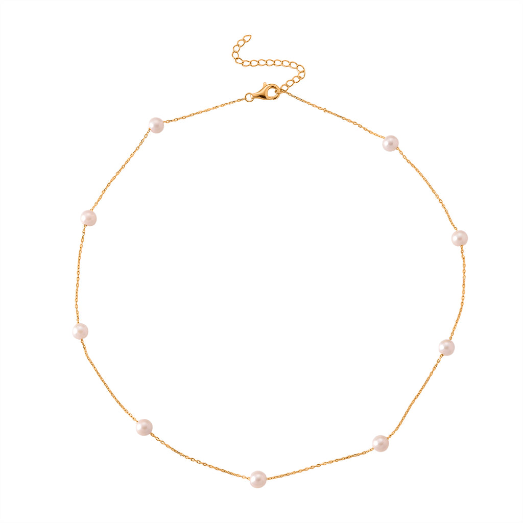 Tucson Buy 2026 - AAA High Lustre Japanese Akoya Pearl Adjustable Necklace (Size - 18+2 Ext) in Yellow Gold Plated Sterling Silver_8591591_3