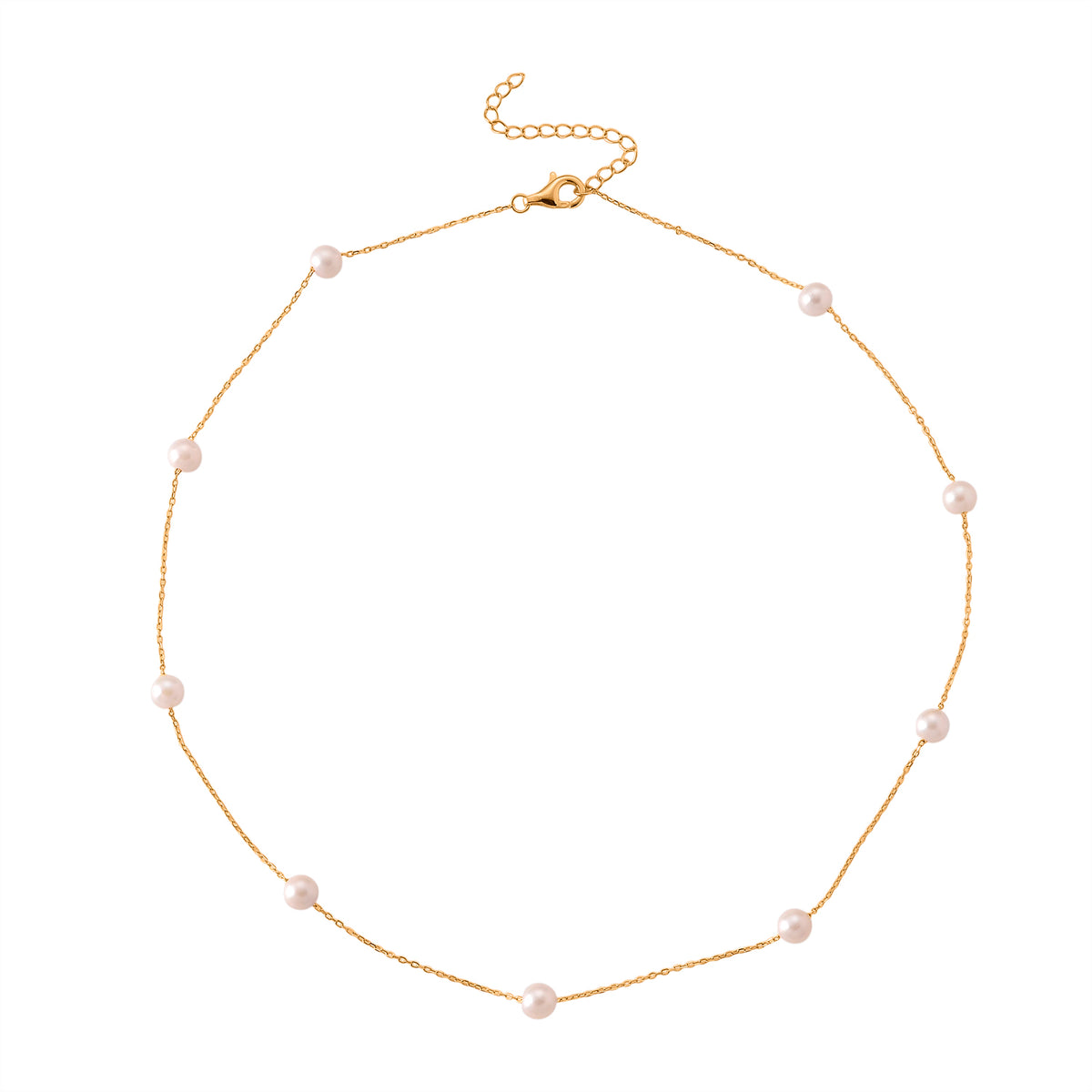 Tucson Buy 2026 - AAA High Lustre Japanese Akoya Pearl Adjustable Necklace (Size - 18+2 Ext) in Yellow Gold Plated Sterling Silver V32516544 4