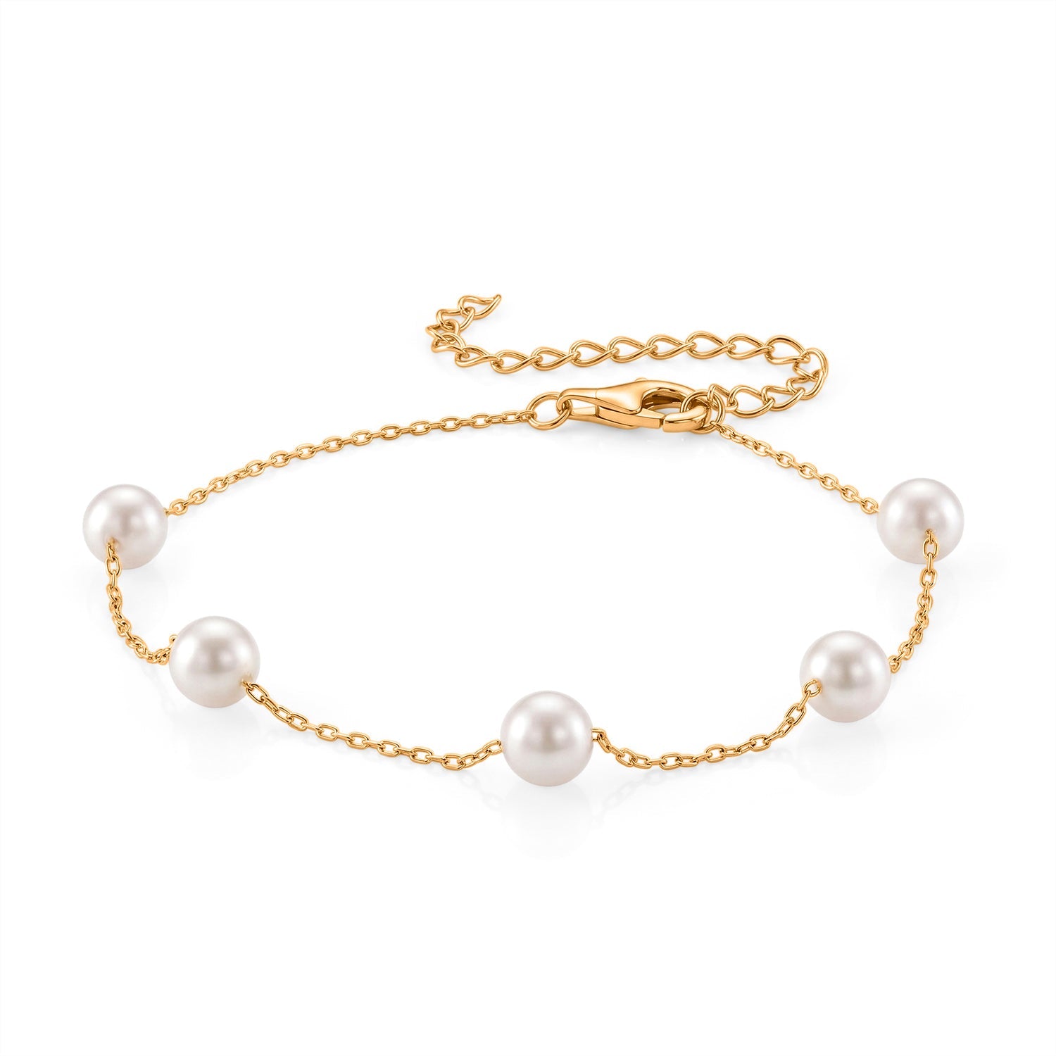 Tucson Buy 2026 - AAA High Lustre Japanese Akoya Pearl Adjustable Bracelet (Size - 7-2 Ext) in Yellow Gold Plated Sterling Silver. V32354641 0