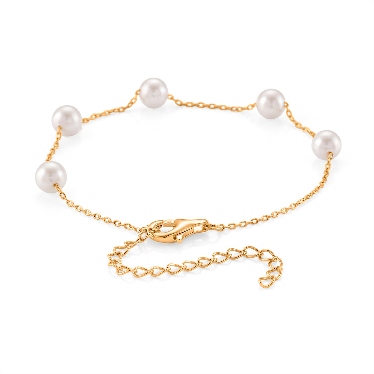 Tucson Buy 2026 - AAA High Lustre Japanese Akoya Pearl Adjustable Bracelet (Size - 7+2 Ext) in Yellow Gold Plated Sterling Silver. V32515952 4