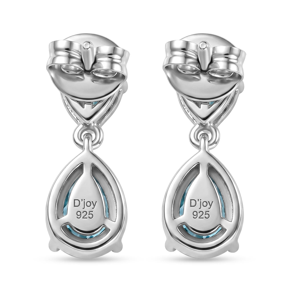 D'Joy - Natural Larimar & Skyblue Topaz Dangling Earring with Push Post in Platinum Overlay Sterling Silver 2.78 Ct._8591604_4