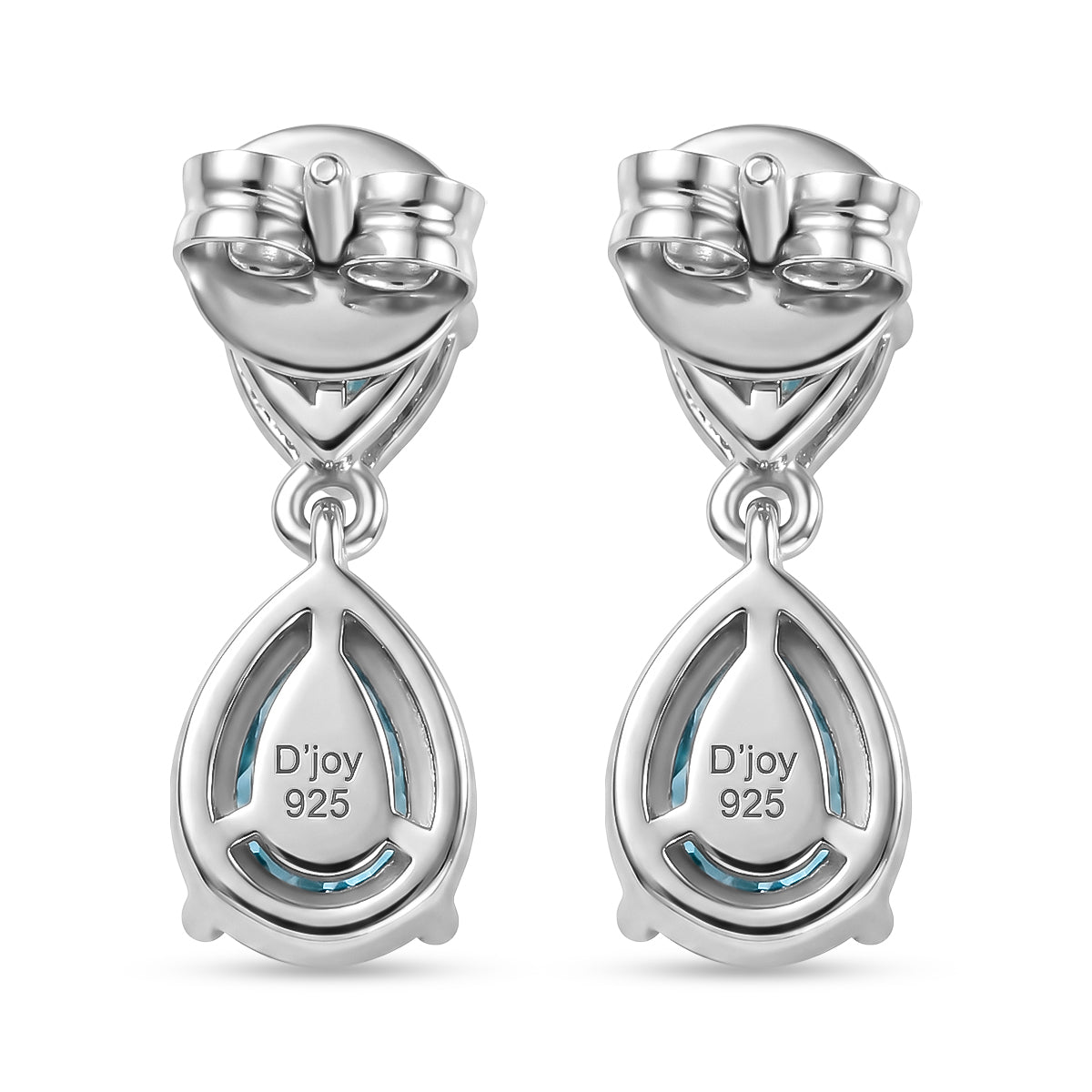D'Joy - Natural Larimar &amp; Skyblue Topaz Dangling Earring with Push Post in Platinum Overlay Sterling Silver 2.78 Ct. 8591604 5