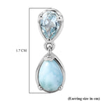 D'Joy - Natural Larimar & Skyblue Topaz Dangling Earring with Push Post in Platinum Overlay Sterling Silver 2.78 Ct._8591604_5