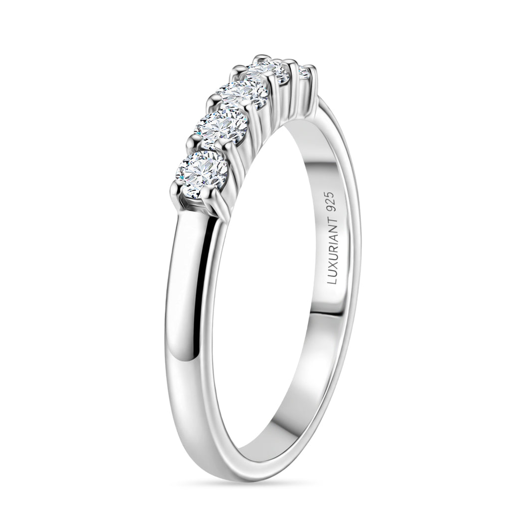 Luxuriant - Lab Grown Diamond (SI/G-H) Band Ring in Platinum Overlay Sterling Silver 0.27 Ct._8591942_3