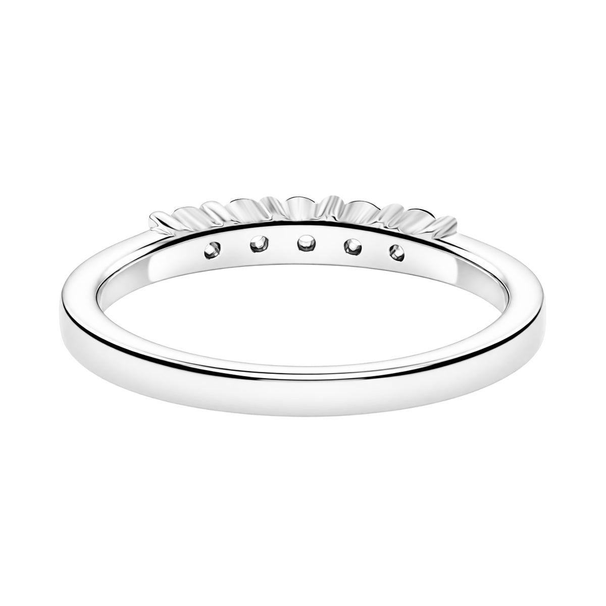 LUXURIANT Lab Grown Diamond 5-Stone Band Ring in Platinum Overlay Sterling Silver (SI-G-H) V32724629 5