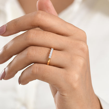 LUXURIANT Lab Grown Diamond 5-Stone Band Ring in Platinum Overlay Sterling Silver (SI-G-H) 8591949 2