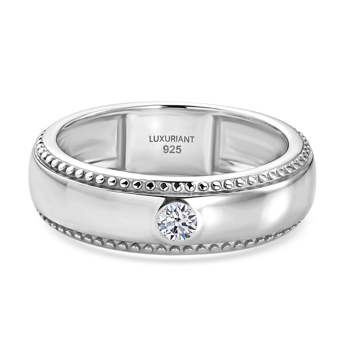 Luxuriant - Lab Grown Diamond (SI-G-H) Solitaire Band Ring in Platinum Overlay Sterling Silver 8591957 1