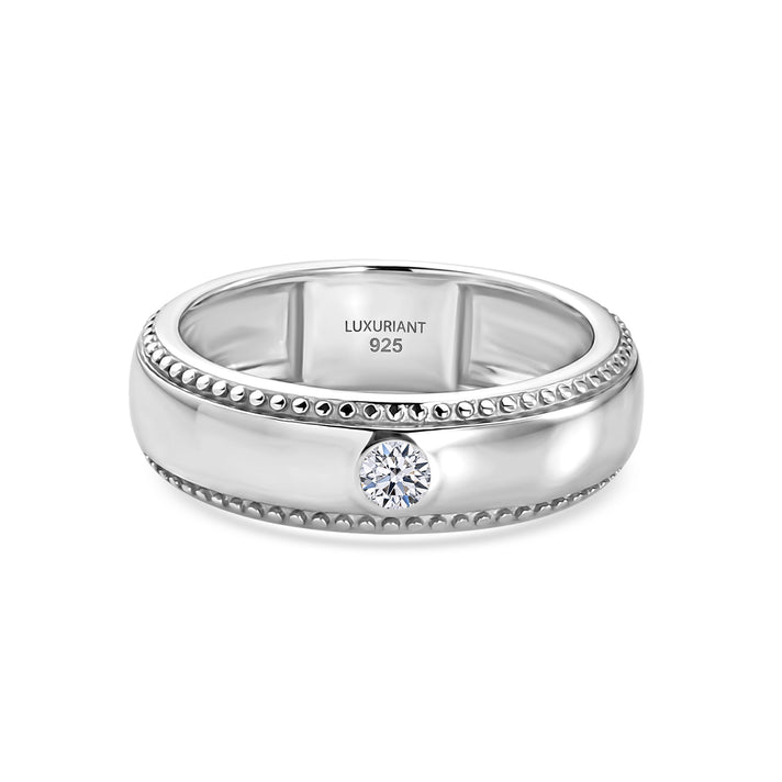 Luxuriant - Lab Grown Diamond (SI/G-H) Solitaire Band Ring in Platinum Overlay Sterling Silver 8591958 1