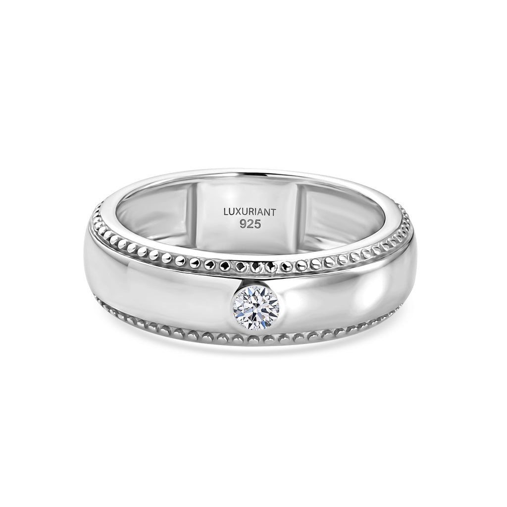 Luxuriant - Lab Grown Diamond (SI/G-H) Solitaire Band Ring in Platinum Overlay Sterling Silver_8591995