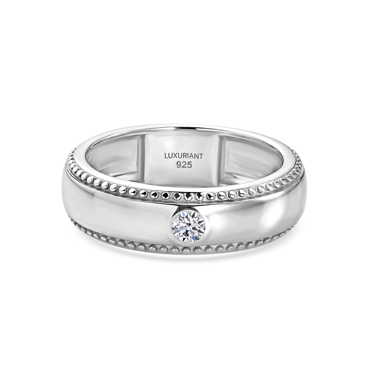 Luxuriant - Lab Grown Diamond (SI/G-H) Solitaire Band Ring in Platinum Overlay Sterling Silver V32605969 0