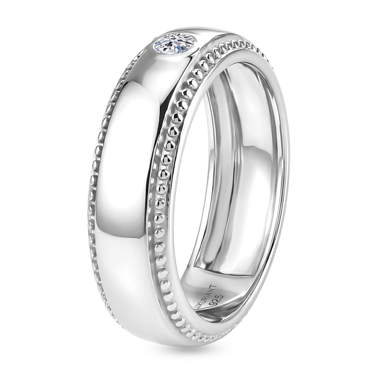 Luxuriant - Lab Grown Diamond (SI/G-H) Solitaire Band Ring in Platinum Overlay Sterling Silver V32605969 6