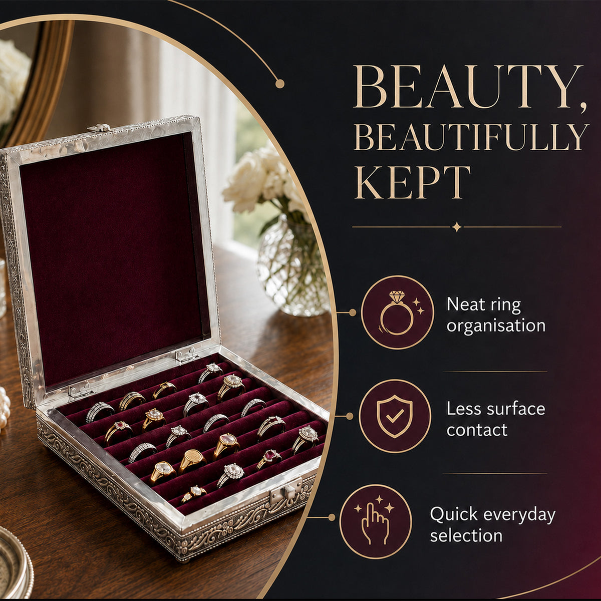 Embossed Jewellery Keepsake Ring Box (20 x 20 x 5cm) - Butterfly 8592138 1