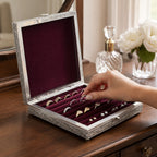 Bliss & Beyond Embossed Jewellery Organiser (Size 20x20x5 cm) - Silver & Golden_8592138_3
