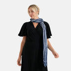 La Marey Womens 100% Viscose Lightweight Striped Scarf (180 x 80 cm) - Blue_8592790_1