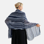 La Marey Womens 100% Viscose Lightweight Striped Scarf (180 x 80 cm) - Blue_8592790_4