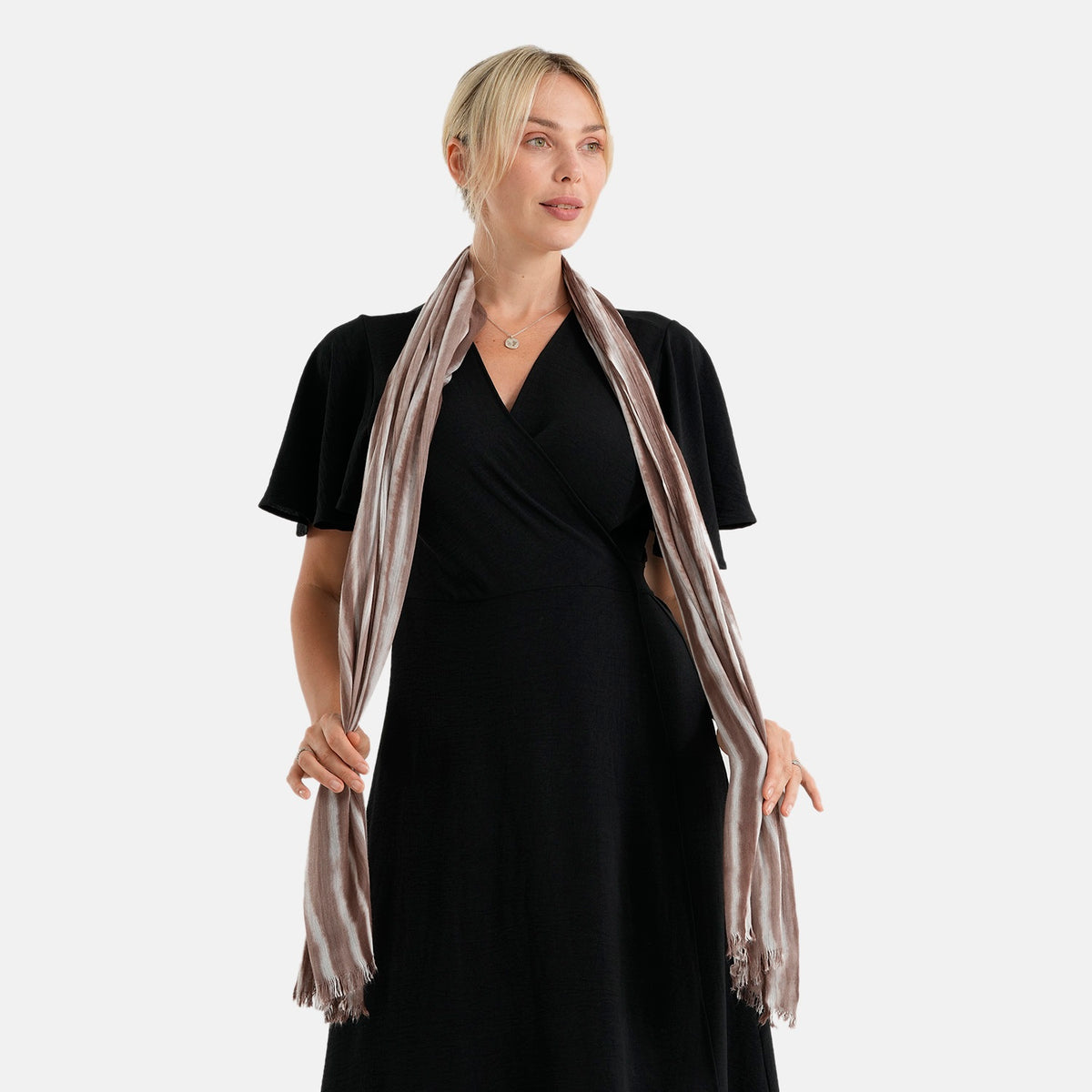 La Marey Womens 100% Viscose Lightweight Striped Scarf (180 x 80 cm) - Brown V32622423 4