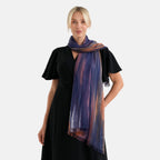 La Marey Womens 100% Viscose Lightweight Striped Scarf (180 x 80 cm) - Dark Blue_8592793_1