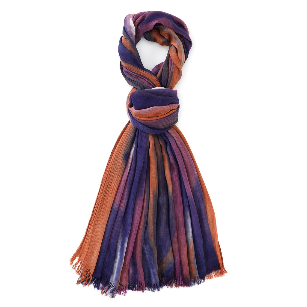 La Marey Womens 100% Viscose Lightweight Striped Scarf (180 x 80 cm) - Dark Blue_8592793_5