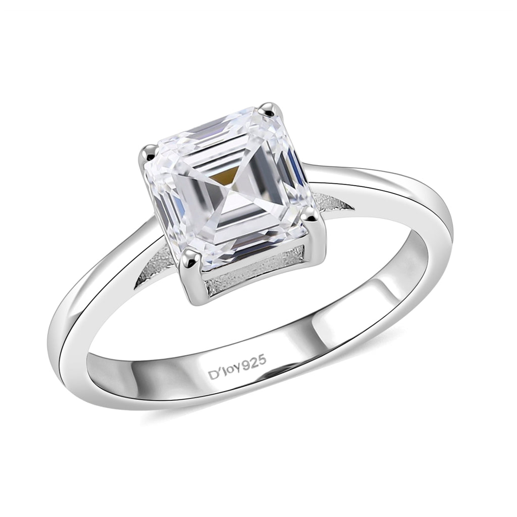 D'Joy - GRA Certified D-VVS1  Moissanite Solitaire Ring in Rhodium Overlay Sterling Silver 2.00 Ct._8592929