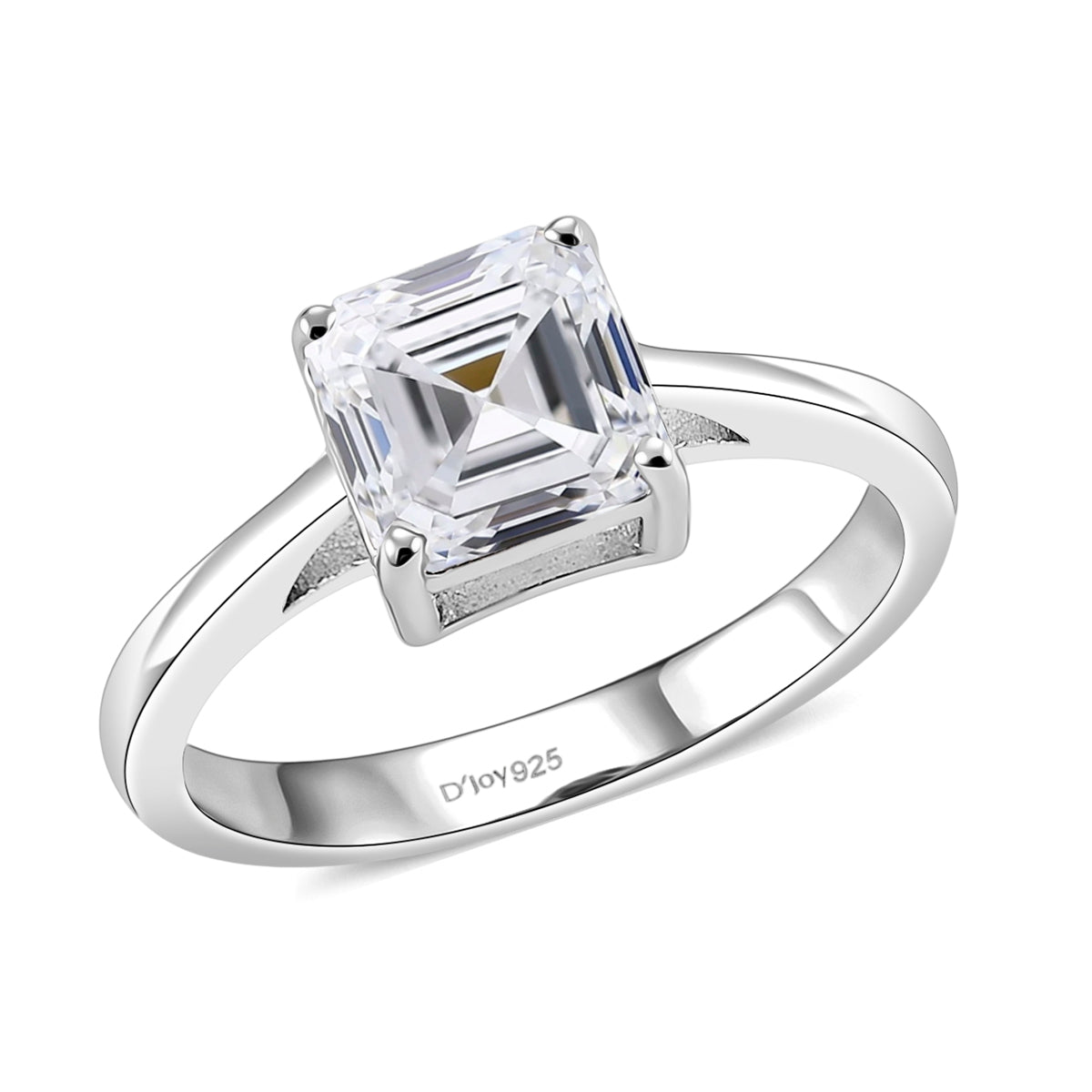 D'Joy - GRA Certified D-VVS1 Moissanite Solitaire Ring in Rhodium Overlay Sterling Silver 2.00 Ct. 8592929 0