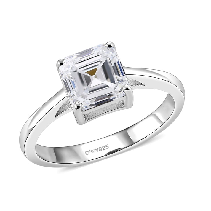 D'Joy - GRA Certified D-VVS1  Moissanite Solitaire Ring in Rhodium Overlay Sterling Silver 2.00 Ct. 8592929 1