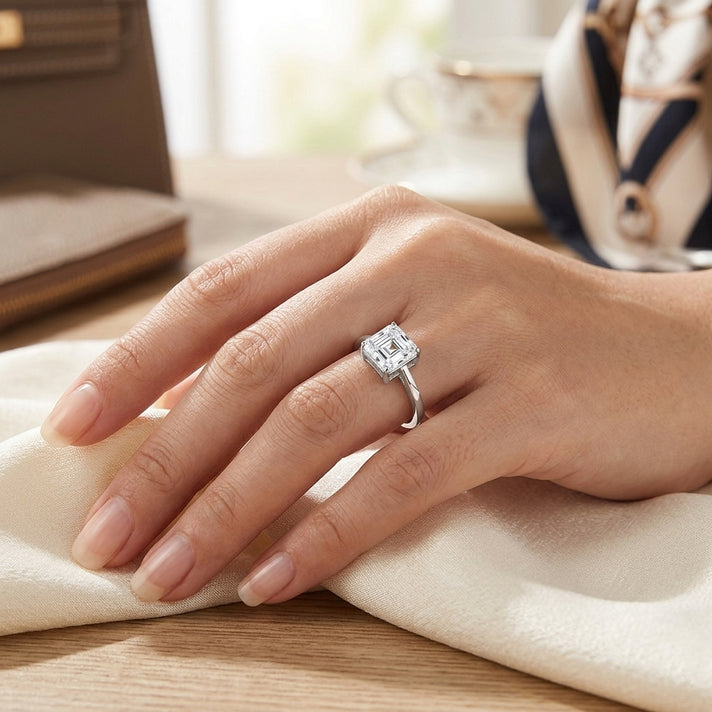 D'Joy - GRA Certified D-VVS1  Moissanite Solitaire Ring in Rhodium Overlay Sterling Silver 2.00 Ct. 8592929 2