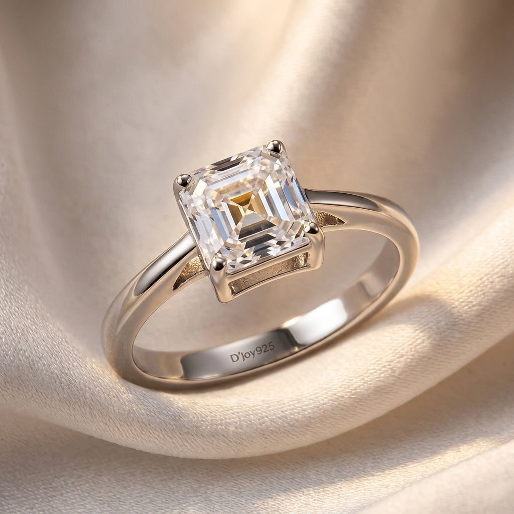 D'Joy - GRA Certified D-VVS1 Moissanite Solitaire Ring in Rhodium Overlay Sterling Silver 2.00 Ct. 8592929 3