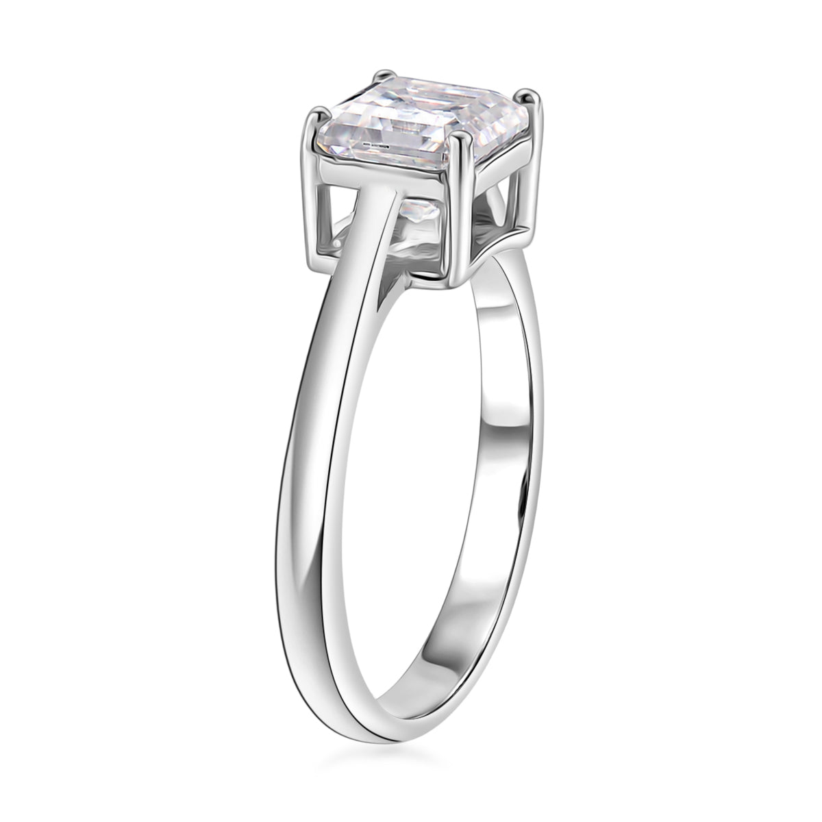 D'Joy - GRA Certified D-VVS1 Moissanite Solitaire Ring in Rhodium Overlay Sterling Silver 2.00 Ct. 8592929 4