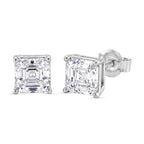 D'Joy - GRA Certified D-VVS1  Moissanite Solitaire Stud Push Post Earring in Rhodium Overlay Sterling Silver 2.00 Ct._8592946